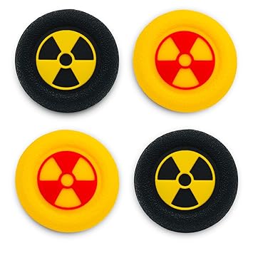 Playrealm Soft Rubber Silicone 3D Texture Thumb Grip Cover x 4 for PS4, Xbox One, Switch PRO Controller (Radiation Black Yellow Pack) [video game]