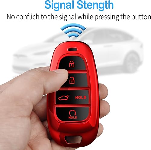 Miniatura 9 de Tukellen Funda para llavero, TPU suave, protección completa para Hyundai Sonata Santa Fe Tucson, 5 botones (azul)