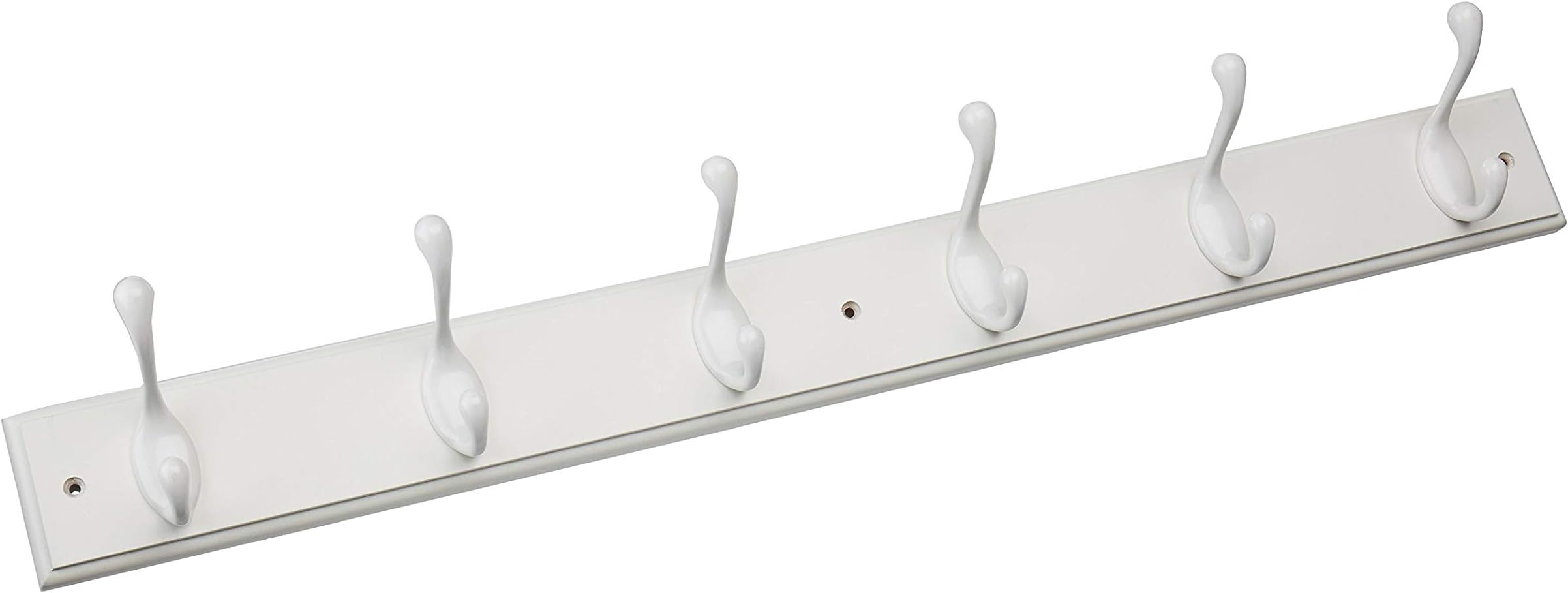 Franklin Brass Heavy Duty (1-Pack) 27" Coat Rack Wall Mount Pure White Hat Rack with 6 Hooks Hanging Hook Rail for Clothes, Towels, Purses, Bags, Kitchen, Entry, Closet Organization RPLR6DJ-PWW-L1