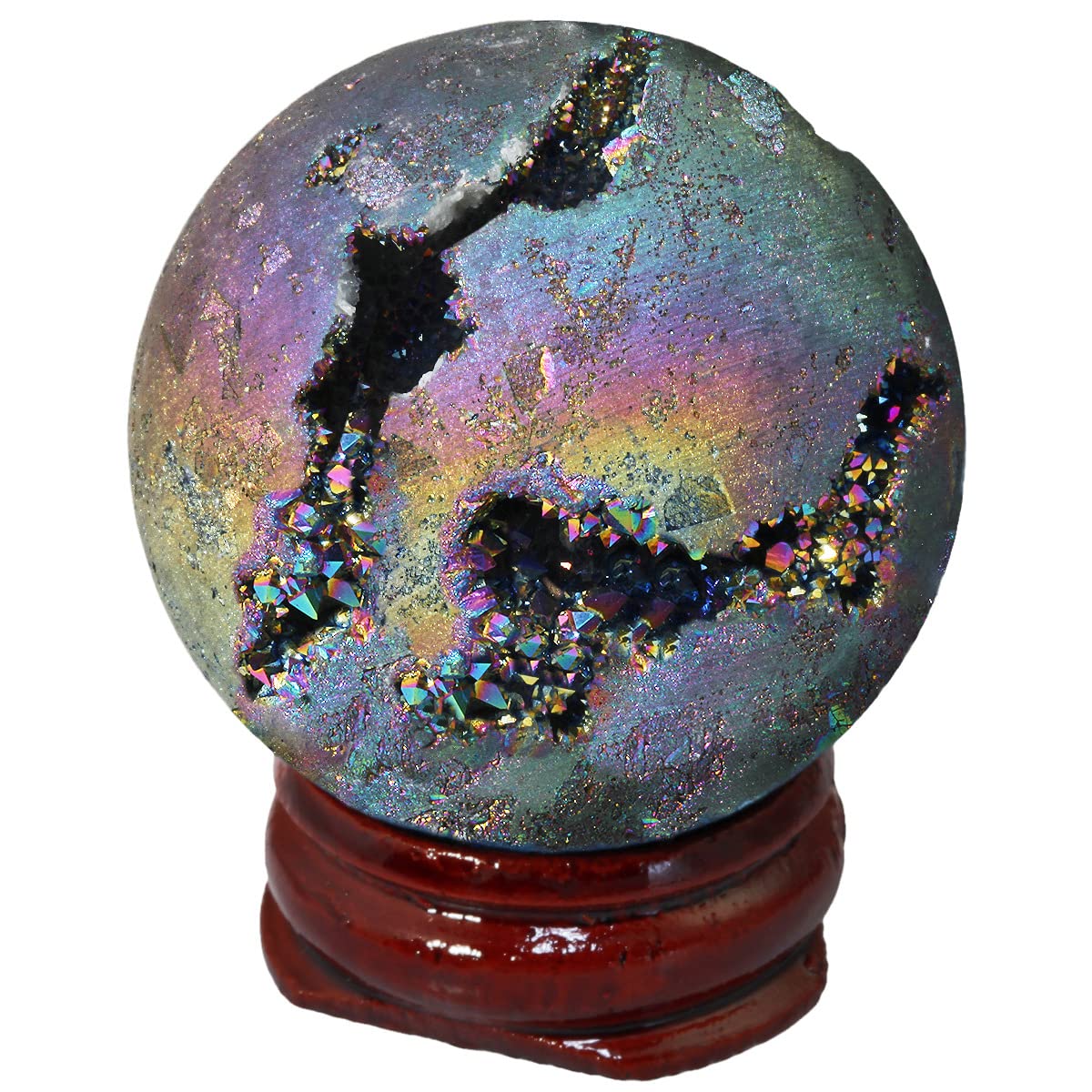 PKNVKZIDK Colored Crystal Ball, Agate, Colorful electroplated raw Stone, Polished Crafts, Home Decoration Ornaments,D,40mm