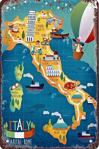 Letrero decorativo retro de 8 x 12 pulgadas, letrero de metal decorativo para habitación, arte de pared retro, póster de viaje por el mundo