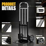 800 LB Alliage en acier lourd pliant camion à main Dolly 8" Roues en caoutchouc massif,Poignées de poignées en mousse double,Conception pliable pour la maison,Warehouse & Déménagement de bureau, idéal pour les boîtes & Appareils