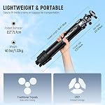 NEEWER LITETRIP LT07 61" Tripode de voyage en aluminium pour appareil photo avec tête à rotule à profil bas, Arca QR Plaque compatible avec la plaque de trépied Peak Design V3, Axis double centre, porte-téléphone, Max Charger 22lb