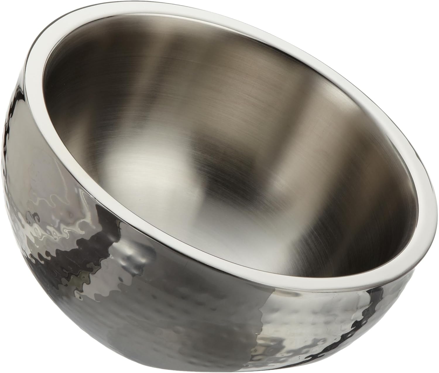 Elegance Hammered 8-Inch Stainless Steel Dual Angle Doublewall Serving Bowl