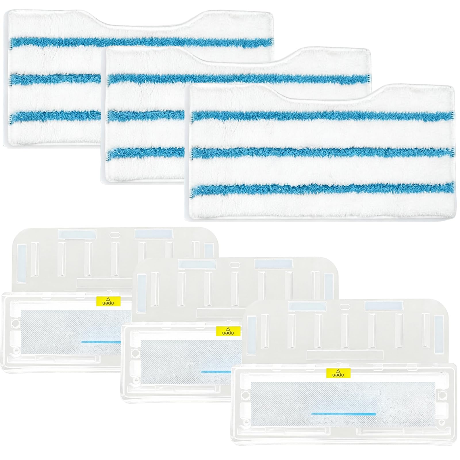 UPGRADED 3 Reusable Pad Refills for Shark VacMop Vacuum Spray Mop + 3 UPGRADED Dirt Chamber Cordless Hard Floor Vacuum Spray Mop, Reusable Replacement Vacmop Pads for Shark VM200UK VM200UKPL VM200UKGN