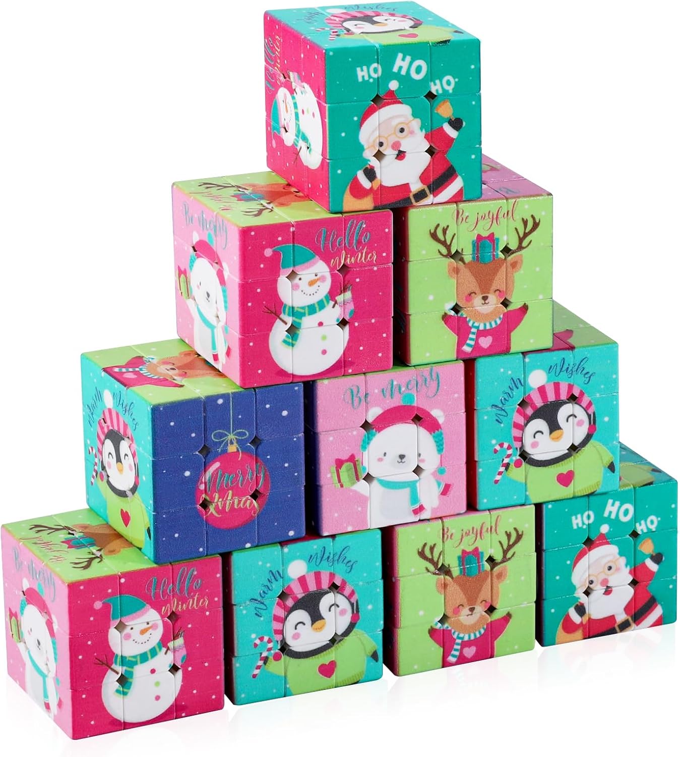 24 Pcs Premium Mini Cubes, Christmas 1.18" 3x3x3 Puzzle Cube Set with Fine-Textured Surface Finish, Stocking Stuffers, Birthday Party Favors, Classroom Prizes, Stress Relief Fidget Toys