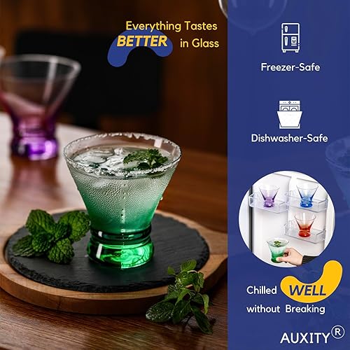 Miniatura 3 de ColoVie Martini Glasses set of 6,Champagne Flutes set of 6, Stemless, Colored