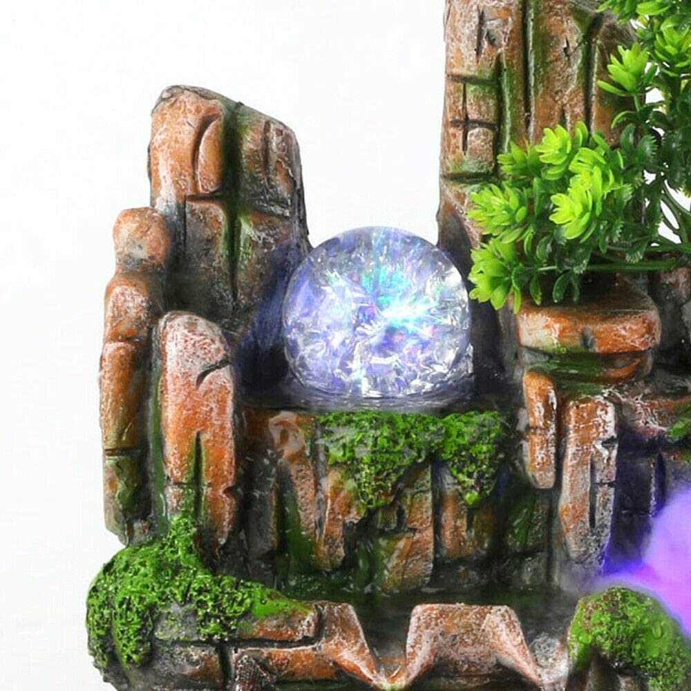 Fontaine d'intérieur avec éclairage LED - Plante verte - Fontaine de jardin Fengshui - Lampe chinoise