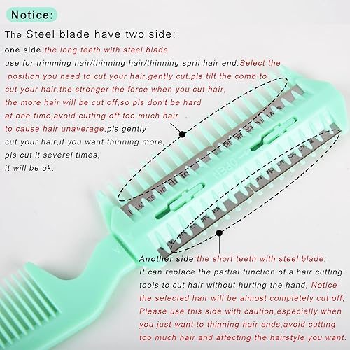 Miniatura 6 de 6 piezas de recortadora de puntas abiertas de doble filo, peine para adelgazar el cabello para cortes de pelo delgados en casa, mujeres y hombres (6