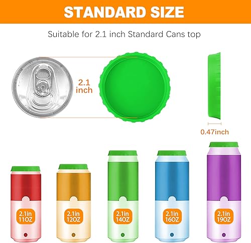 Miniatura 2 de 6 tapas de latas de soda de silicona, sin BPA, reutilizables, tapas o protectores para cerveza, jugo, bebidas, se adapta a latas de refresco