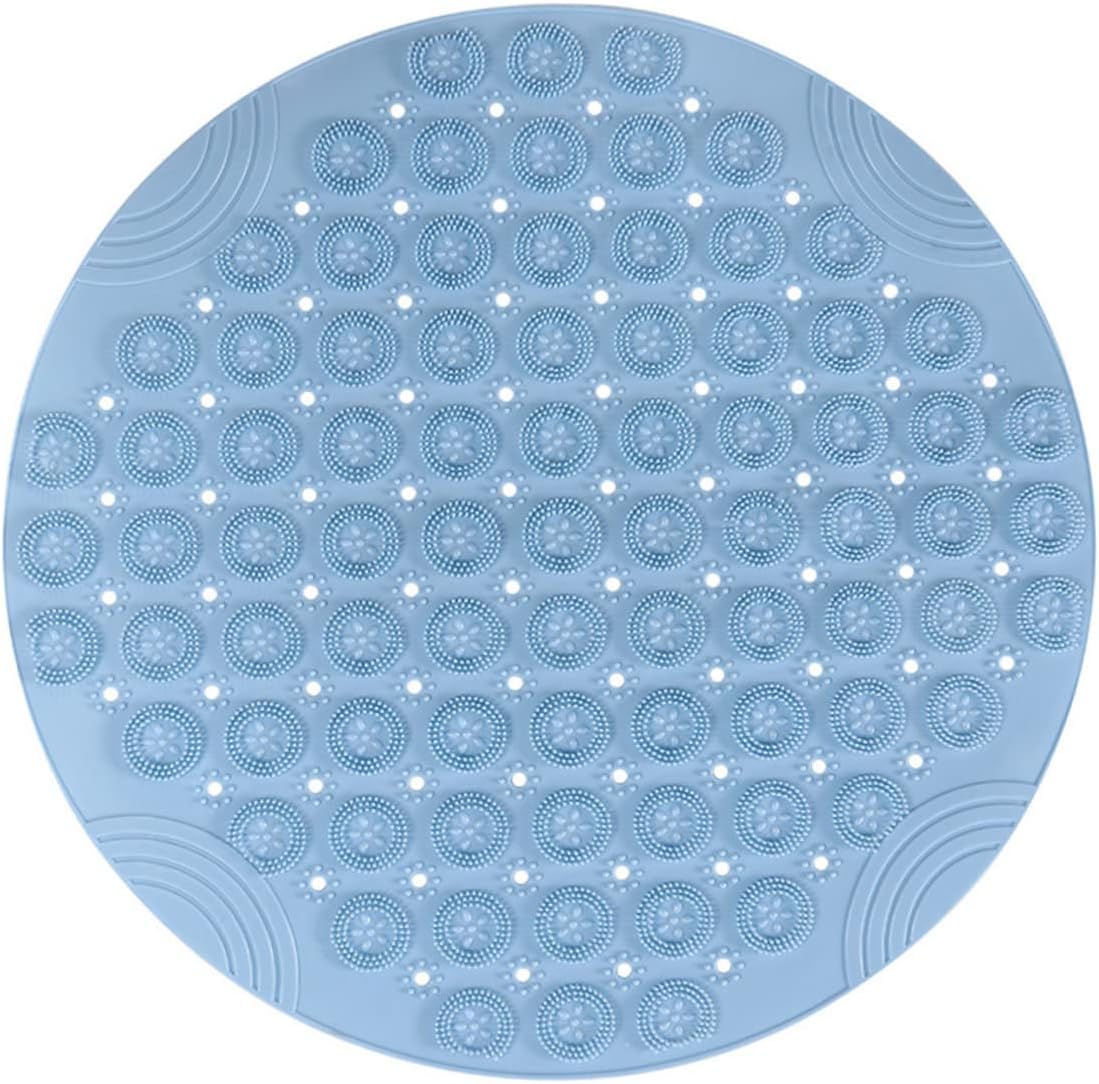 1Pc Sky-Blue Round Foot Massager Mat with Anti-Skid Suction Cups PVC Massage Pad for Foot Acupressure and Sole Cleaning Non-Slip Bath Mat for Enhanced Circulation and Relaxation