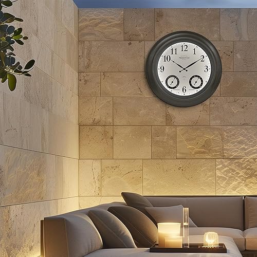 Miniatura 2 de Presentime & Co Jameson Reloj iluminado para interiorexterior de 24 pulgadas, casa de campo moderna, autoiluminado, impermeable, estación