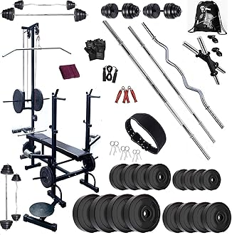 Bodyfit Home Gym Set with Heavy Delux Bench (20IN1) N Weight Plates. (40)