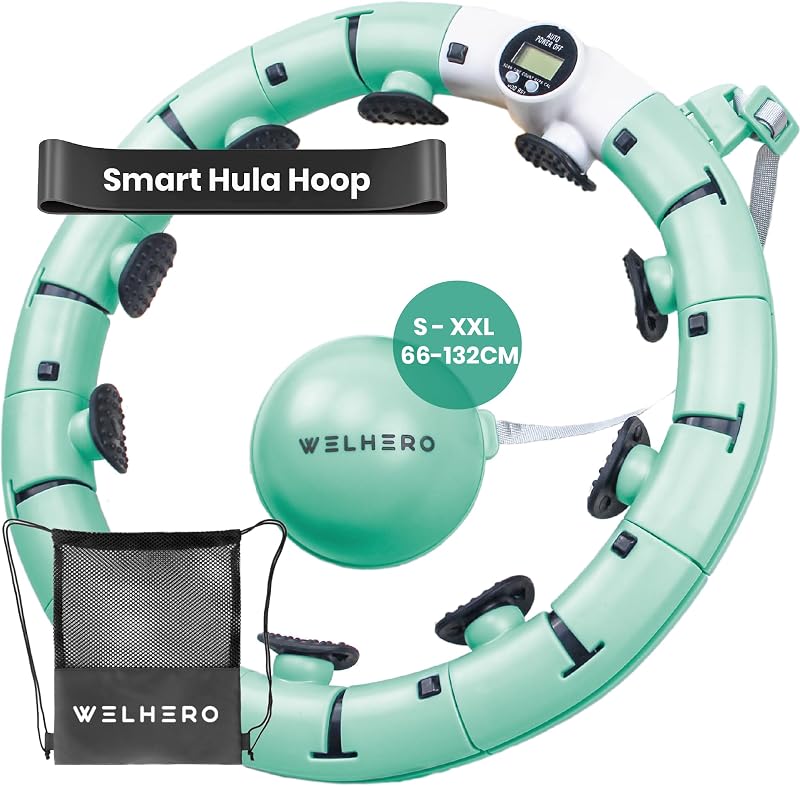 Welhero Okos Hula Karika Felnőtteknek 66-121cm Állítható Méret Súlycsökkentéshez - Green