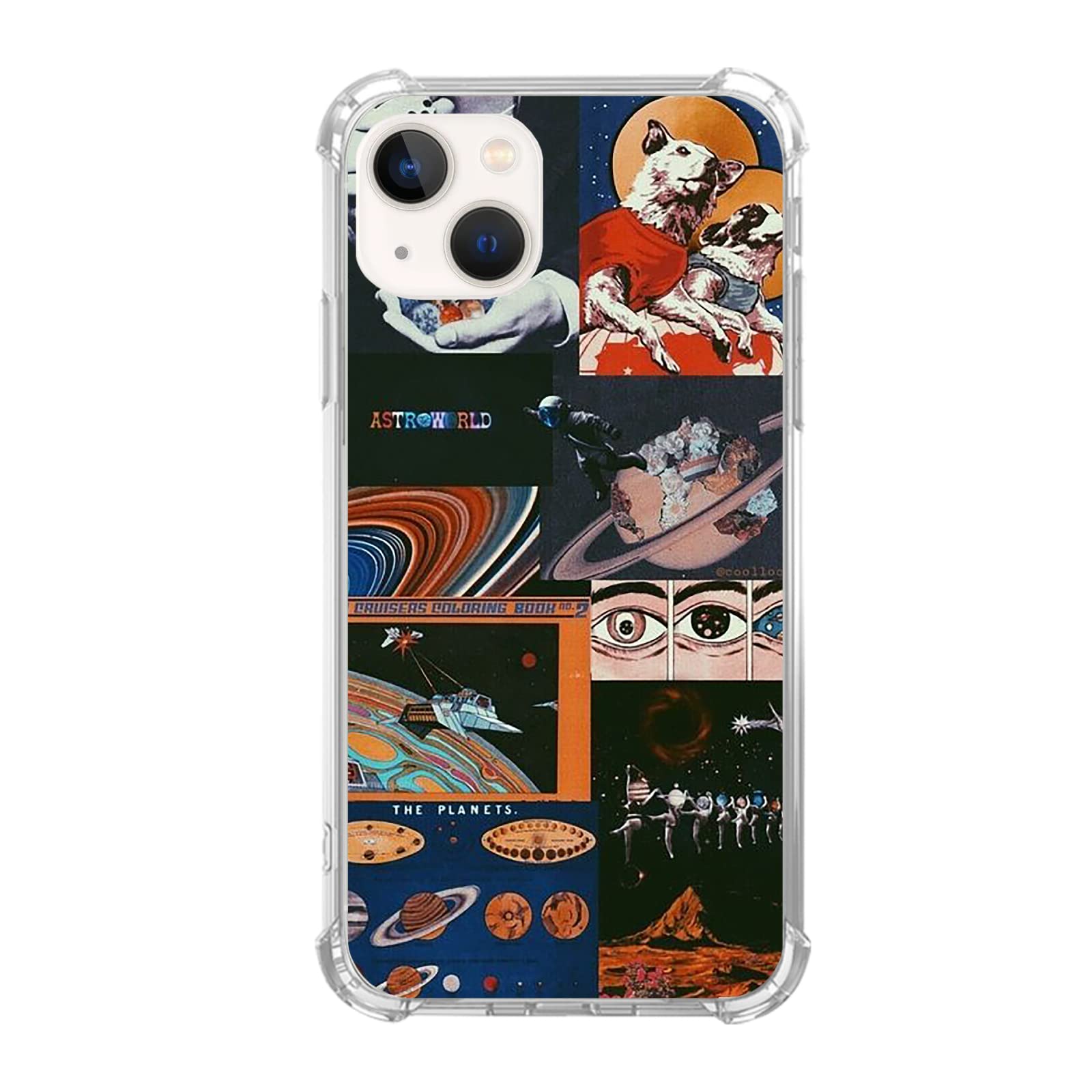 Elifi Edeal Retro Vintage Collage Phone Case for iPhone 14 Plus, Aesthetic Space Star Planet Collage Case for Girls Boys Women Men, Unique Trendy TPU Bumper Cover Case for iPhone 14 Plus