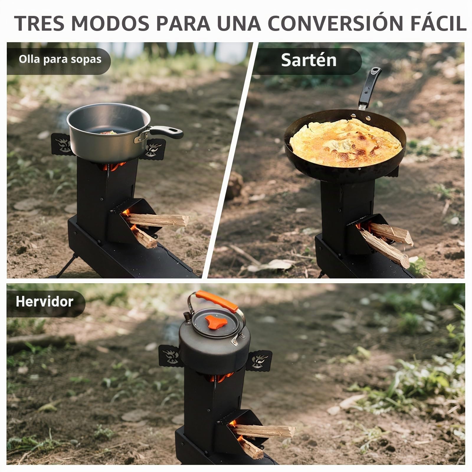Estufa de cohete al aire libre portátil de leña para camping y picnic Buner resistente a altas temperaturas Mini estufa de cocina