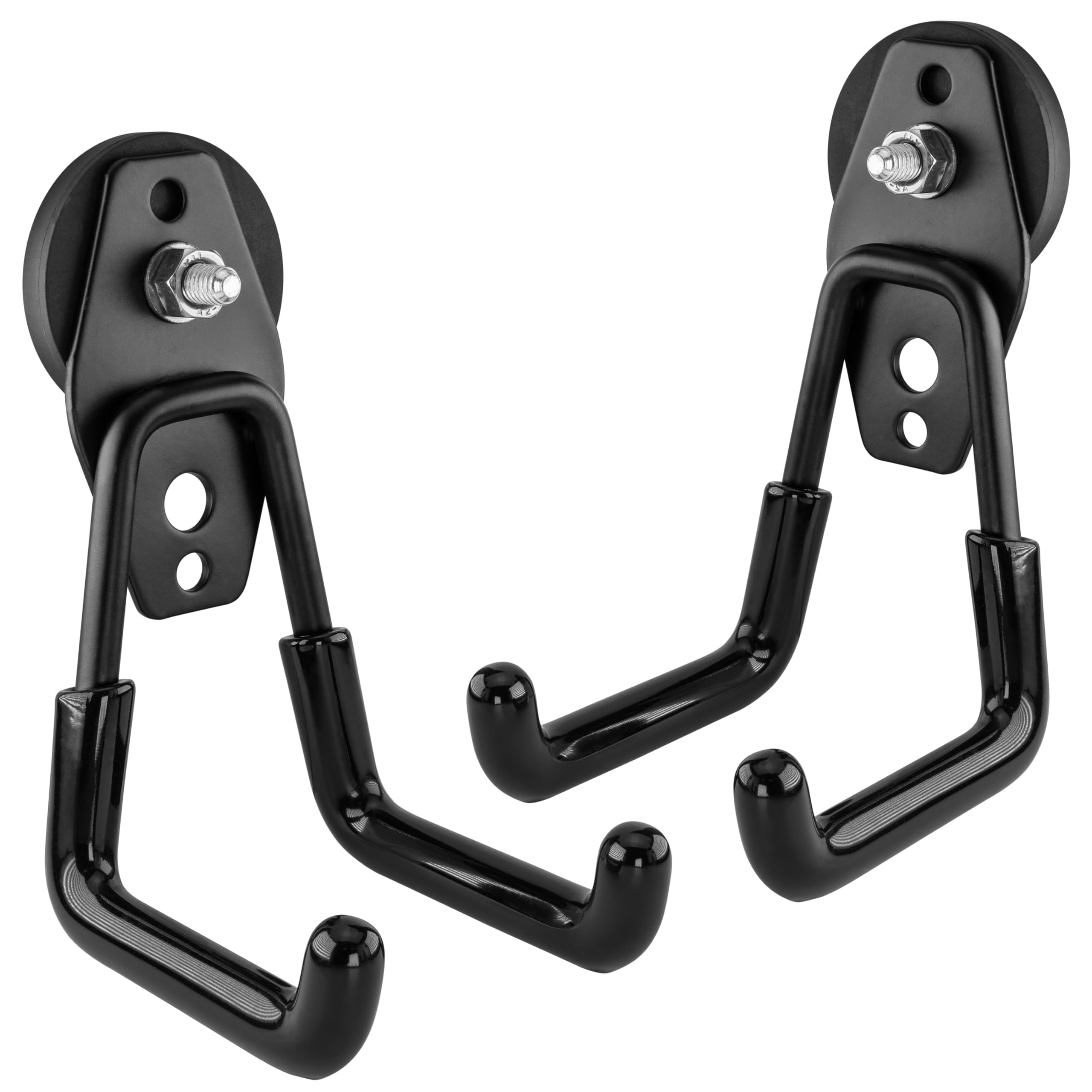 POPPSTAR 2 Magnetic Garage Hooks (Round Ø 43 mm, Pulling Force 8 kg, Height 80 mm), Black