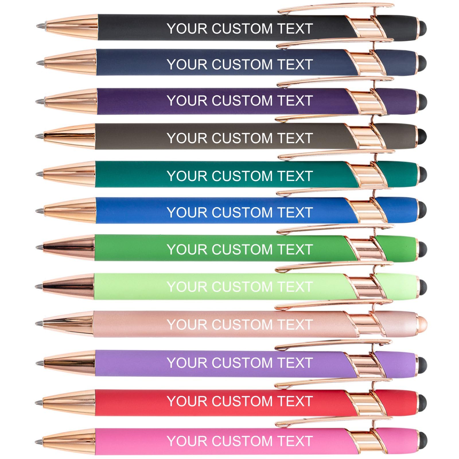 mumrap Up to 480 Retractable Ballpoint Pens Set with Stylus tip Black Ink – Ideal office gift for work colleagues, cute stationary for Women Men(Rainbow - Rose Gold Tube)