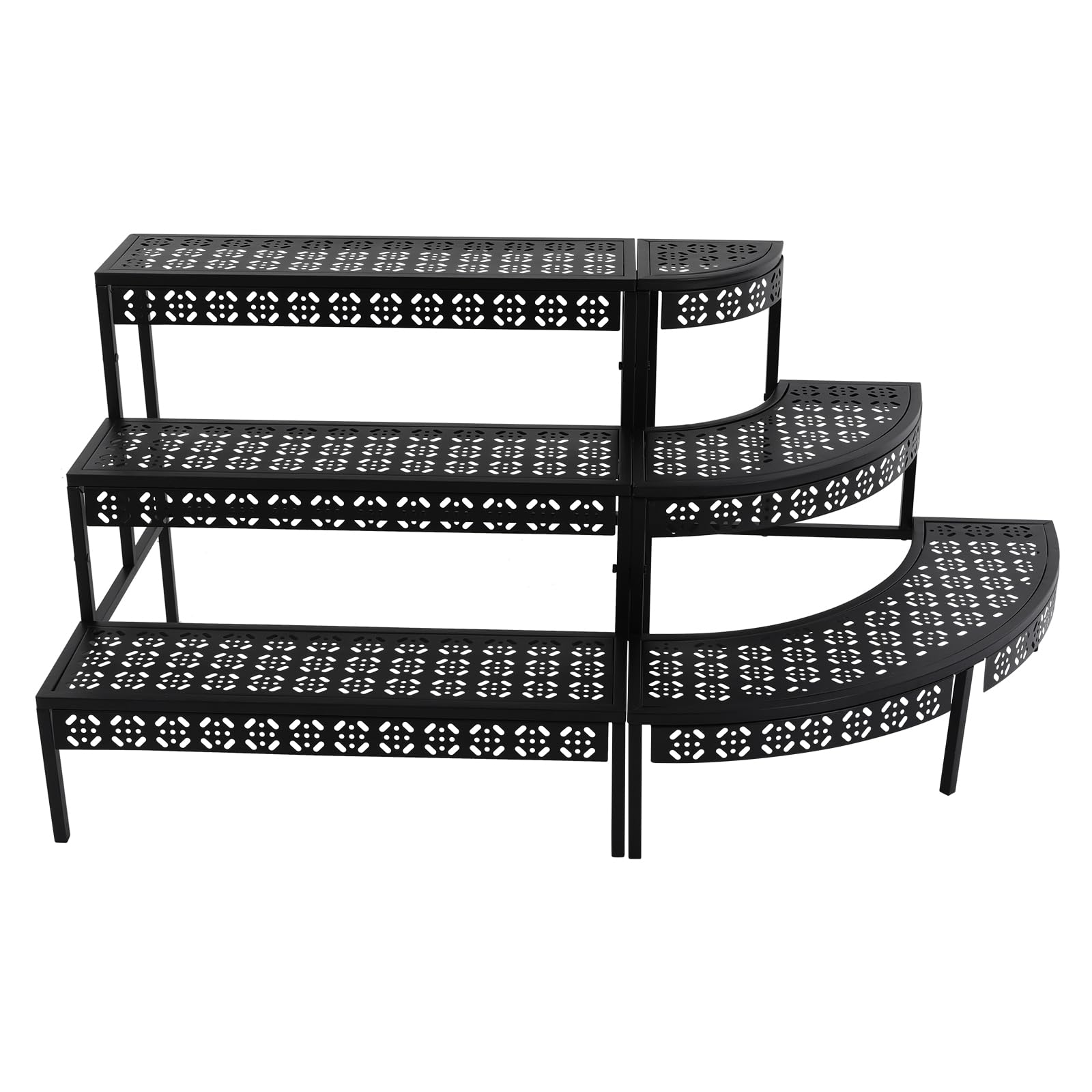 3 Stufen Metall Blumentreppe, Garten Blumentopf Display Regal, Eisen Garten Blumentopf Display Regal Blumentopf Halter Storage Organizer Rack, für Cafés Teehäuser Restaurants Wohnungen