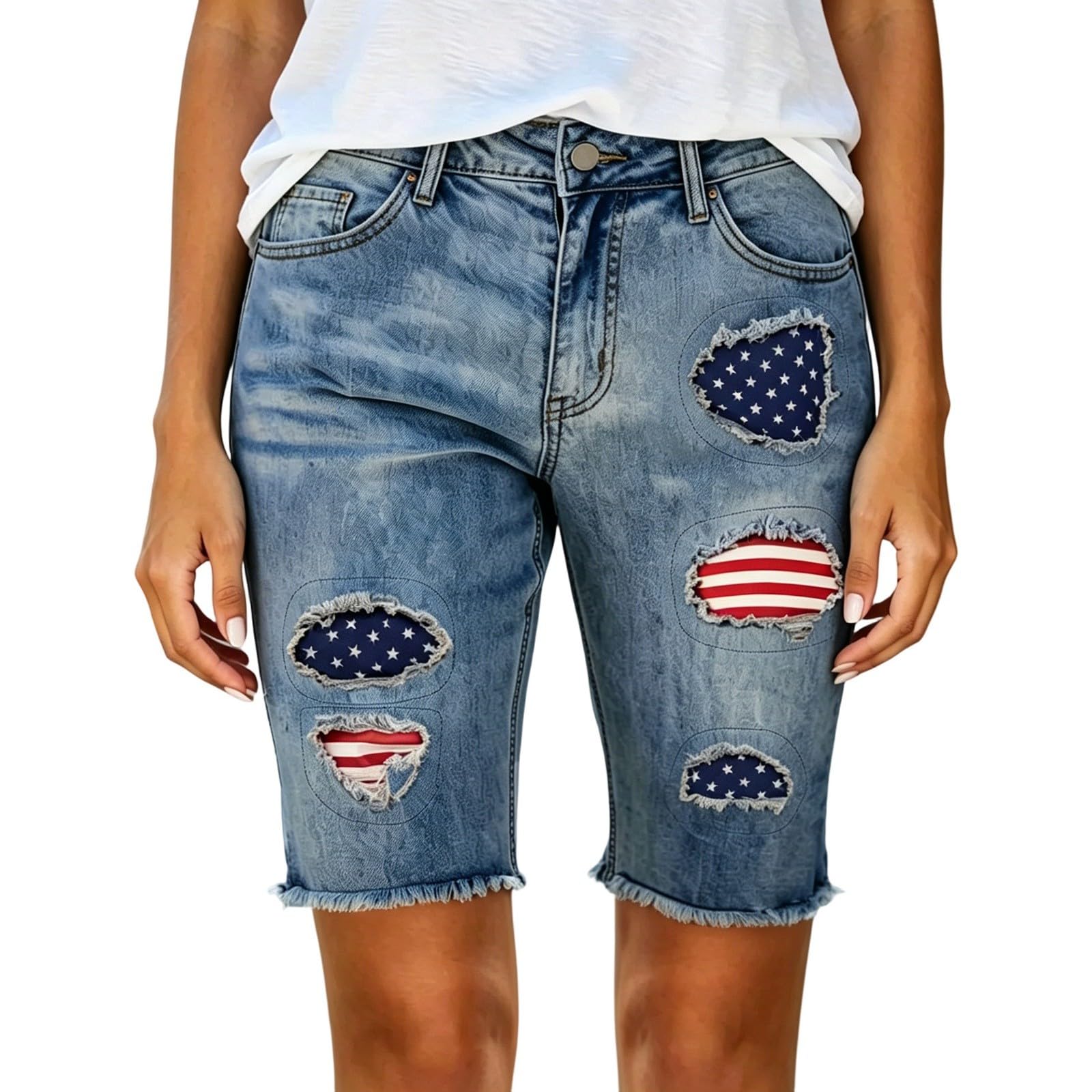 Pantalones Cortos Vaqueros para Comodidad Diaria y Ajuste Moderno, Mujer, Talle Medio, Pierna Recta, con elástico en Cintura, Ideales para Diario y Paseos, fáciles de Combinar