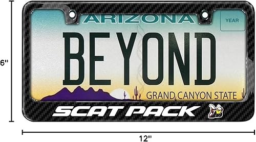 Miniatura 8 de Marco de matrícula hecho para Dodge Scat-Pack de fibra de carbono real 3K con acabado brillante