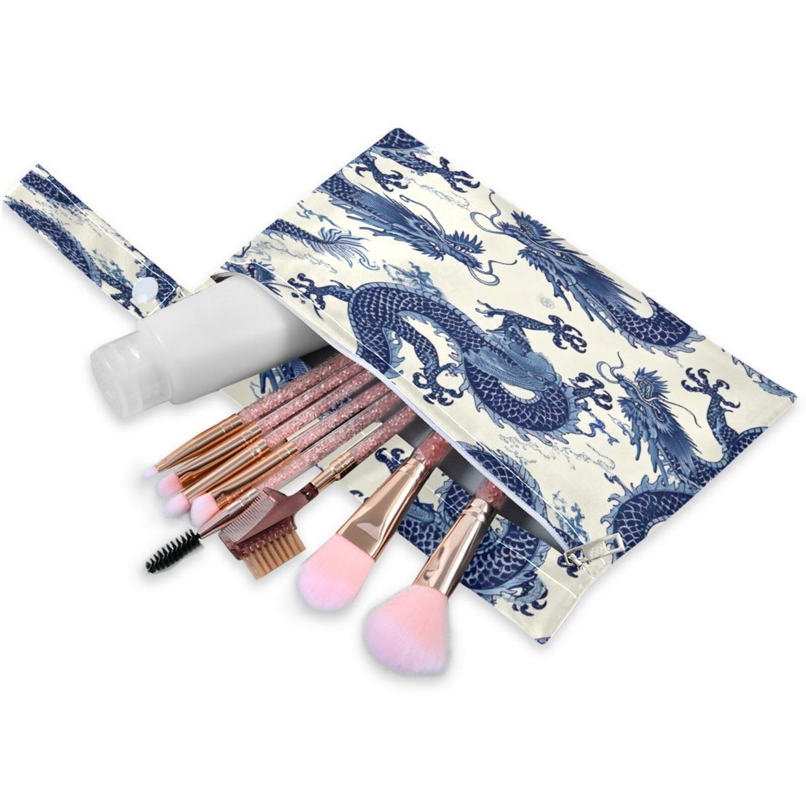 ATTX Chinese Dragon Pattern Wet Dry Bags 2-Pack - Reusable Cloth Diaper Storage for Travel, Beach & Gym | Multi-Use Waterproof Bags for Swimsuits, Baby Clothes, Sports Gear#451