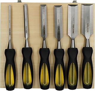 6pc Chisel Carving Wood Work Carpentry Chisels 6-38mm With Striking Cap Case