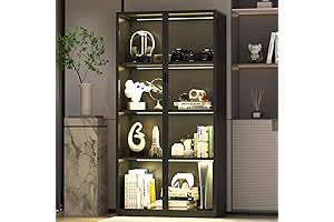 Glass Display Cabinet for Collectibles with Adjustable Shelves