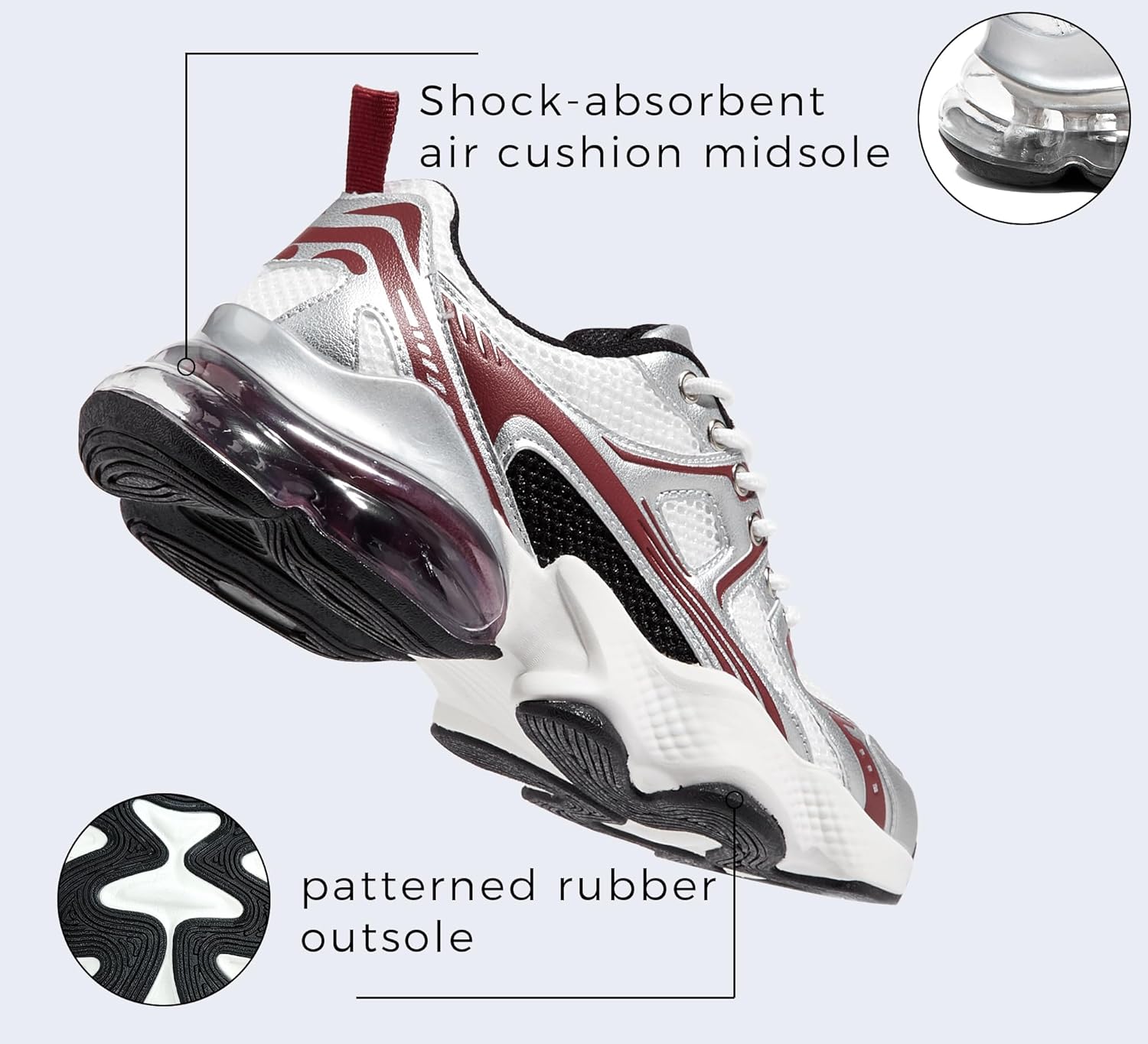 LUCKY STEP レディース エアクッション ランニングシューズ アスレチック テニス スニーカー 軽量 スポーツ メッシュ ジ