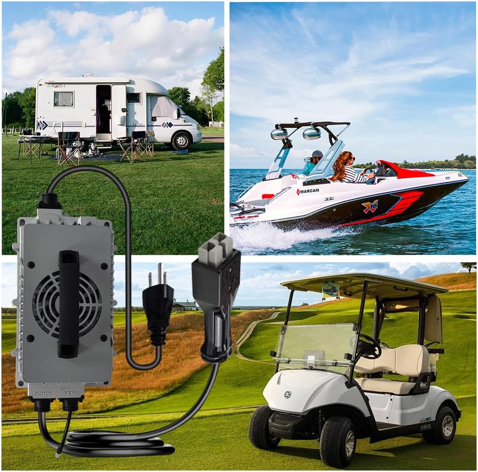 Abakoo 36V 18A Battery Charger SB50 for Ez-Go EZgo TXT Marathon 83-94 with Anderson SB-50 Connector, IP67 Waterproof