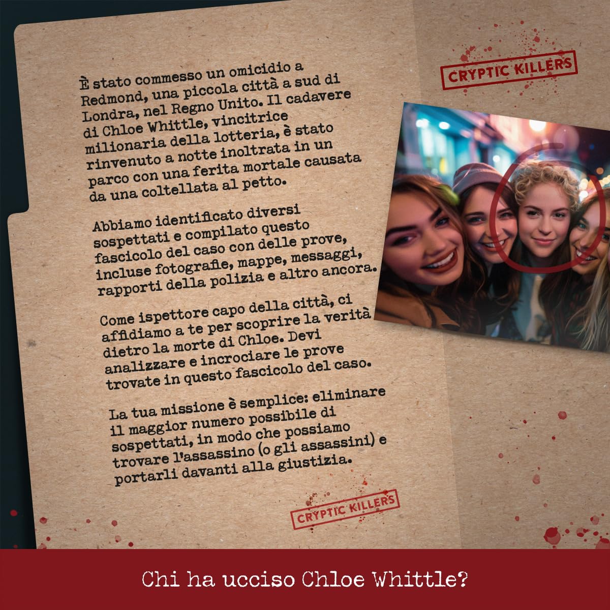 Cryptic Killers Detective gioco investigativo – Escape room gioco da tavolo – Un Mistero di omicidio e un Caso da risolvere italiano – Giochi da tavolo adulti 14+ - Omicidio di una milionaria