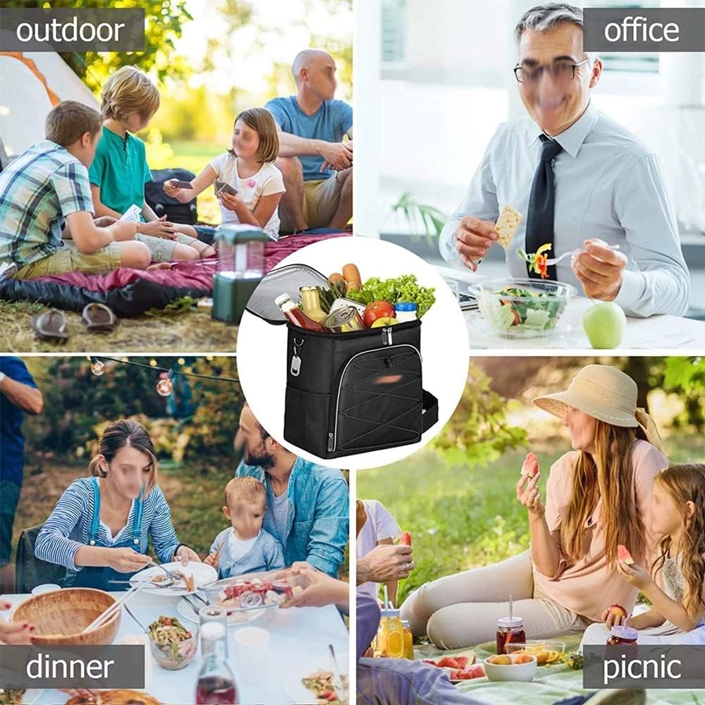 Leakproof Cooler Backpack Oxford Waterproof Picnic Thermal Insulated Bag Food Container (Black One Size) (Black One Size)