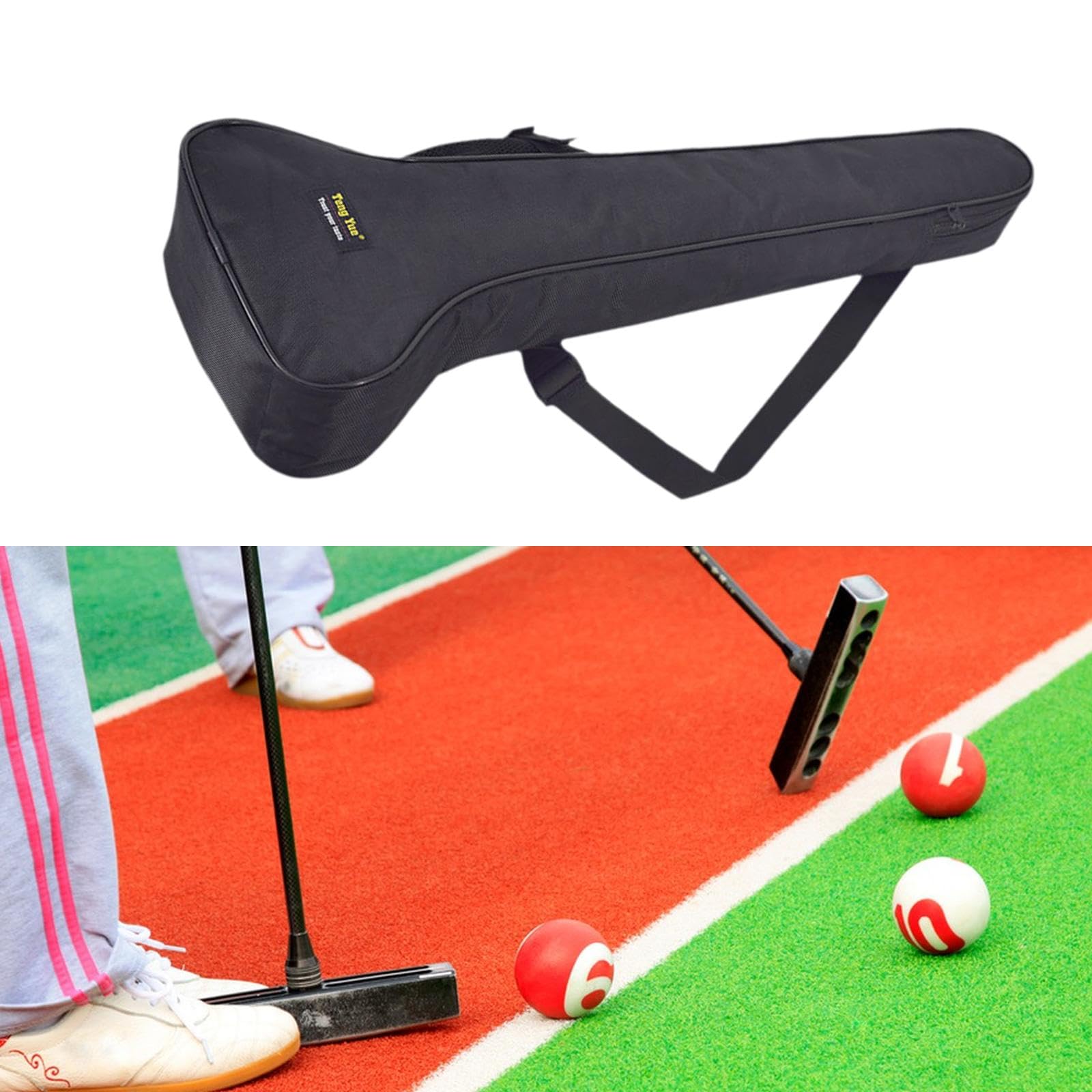 Yiju Croquet Stick Bag, Croquet Pole Pouch Portable Lightweight Carrier Croquet Accessories Travel Outdoor Sports Croquet Rod Bag, Black