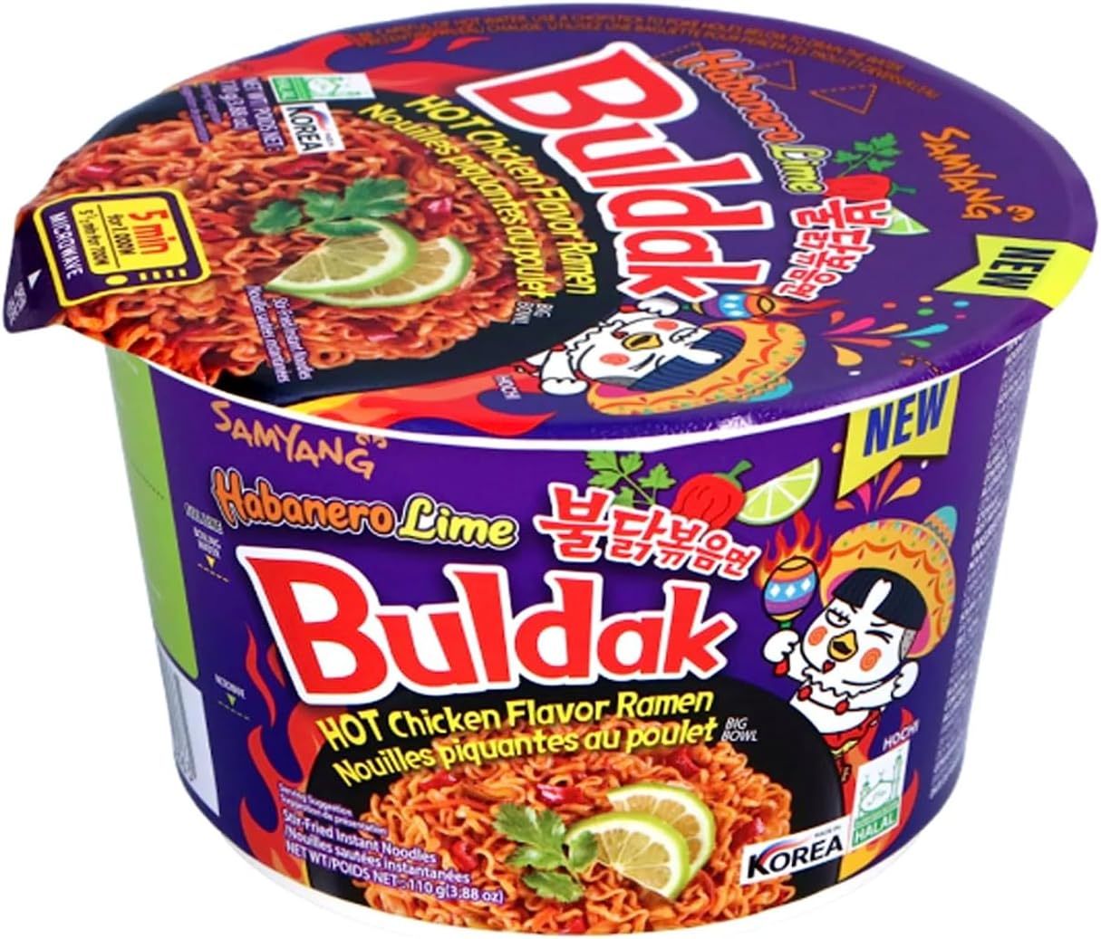 Samyang Buldak Noodles Hot Chicken Flavour Ramen Habanero Lime Big Bowl