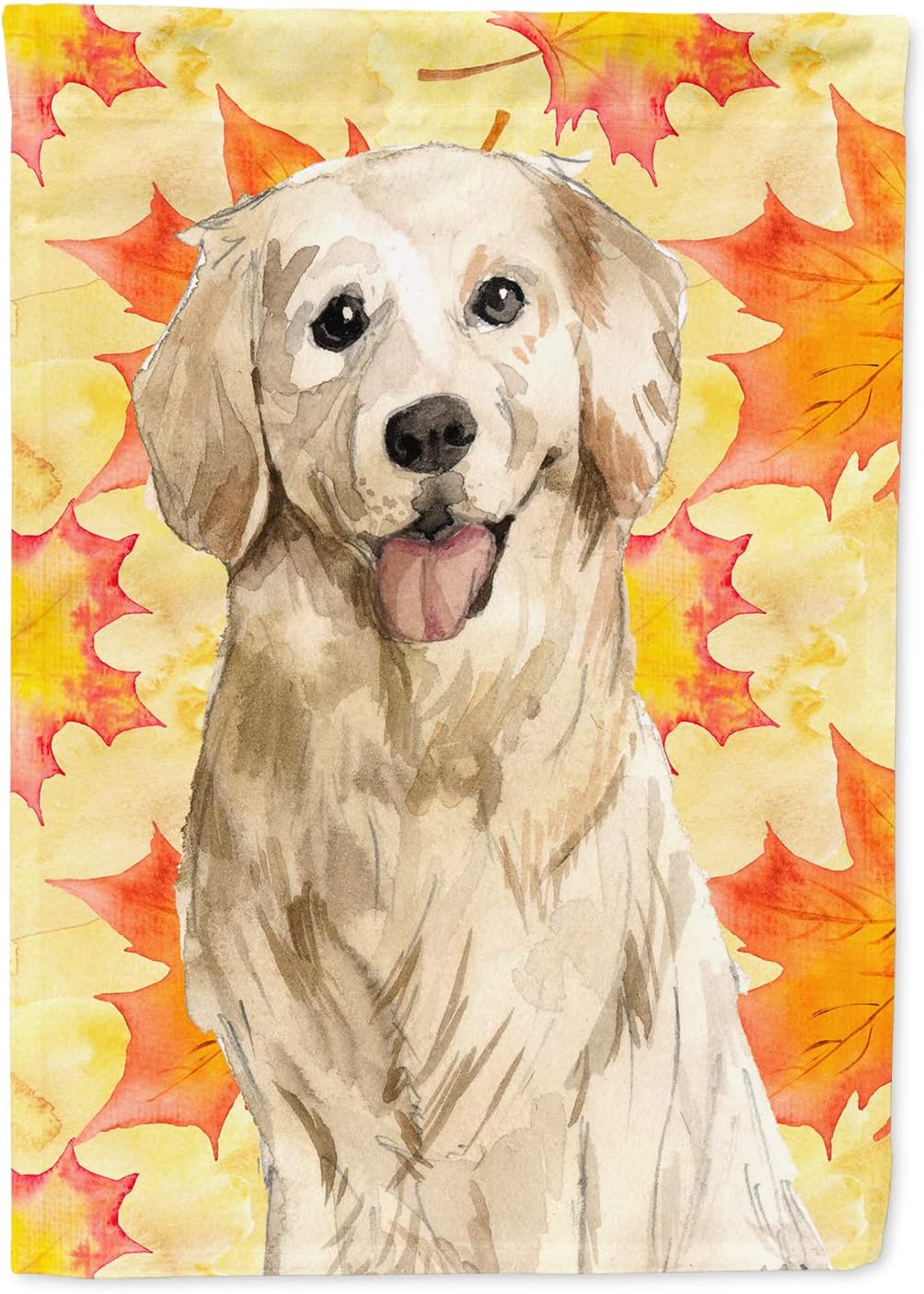 Caroline's Treasures CK1841CHF Fall Leaves Golden Retriever House Flag Large Porch Sleeve Pole Decorative Outside Yard Banner Artwork Wall Hanging, Polyester, House Size, Multicolor