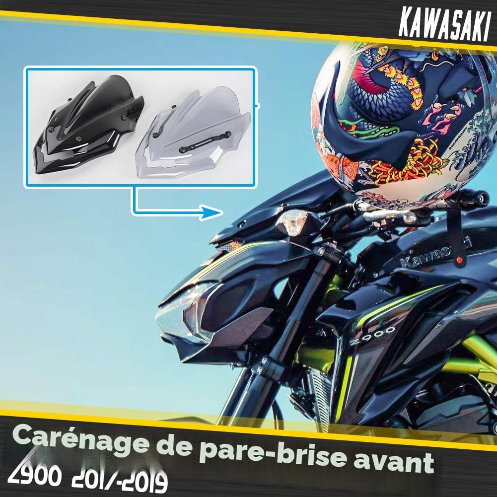 Pare-Brise pour Moto Z900 Z 900 2017 2018 2019 Bulle Touring Déflecteur (Noir)
