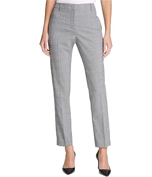 DKNY Womens Plaid Casual Trouser Pants Grey 2