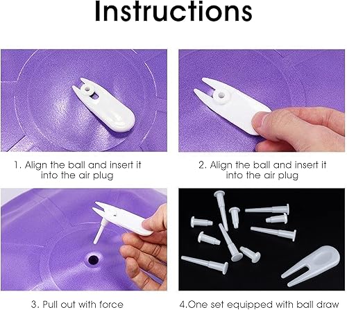 Miniatura 5 de Aster Juego de adaptador de clavija de tapón de aire para pelota de yoga, kit de reemplazo de enchufe de bola de ejercicio