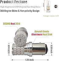 Vista 2 de iBrightstar Bombillas LED BAY15D de 9-30 V extremadamente brillantes 1157 2057 2357 7528 BAY15D de repuesto para luces de freno trasero, rojo