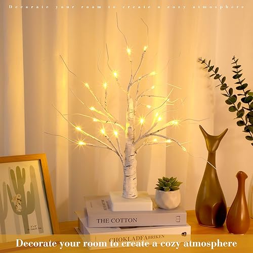 Miniatura 10 de Árbol de abedul iluminado con luz LED, decoración del hogar, regalos para mujeres, abedul artificial iluminado, funciona con pilas o USB