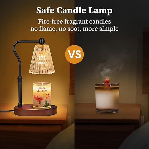 Vista 12 de Lámpara calentadora de velas con temporizador, regulador de intensidad ajustable para el nuevo hogar, dormitorio, regalos del día de la madre, Ámbar