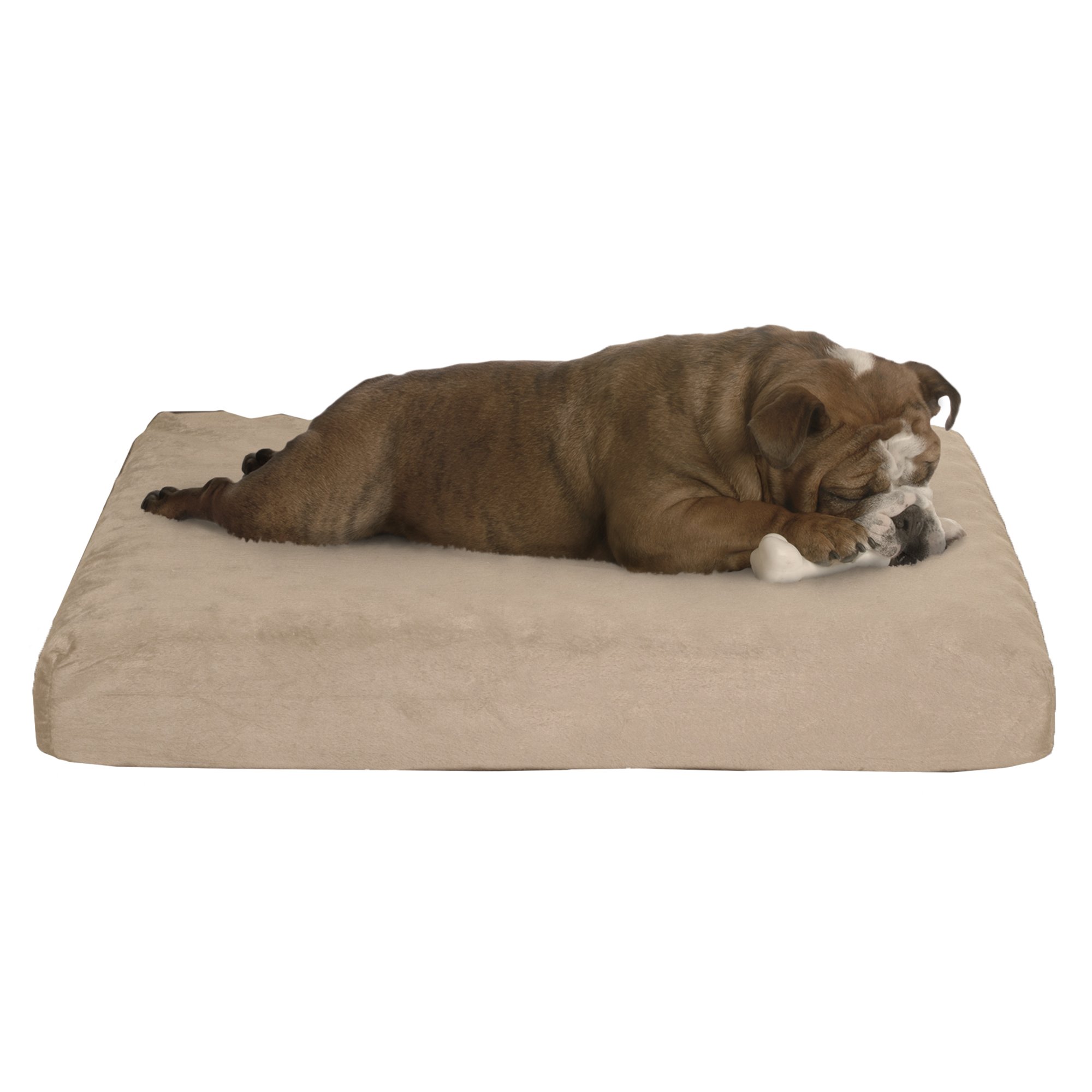Memory Foam Dog Bed – 2-Layer Orthopedic Dog Bed with Machine Washable Cover - 26 x 19 Dog Bed for Medium Dogs up to 40lbs by PETMAKER (Tan)