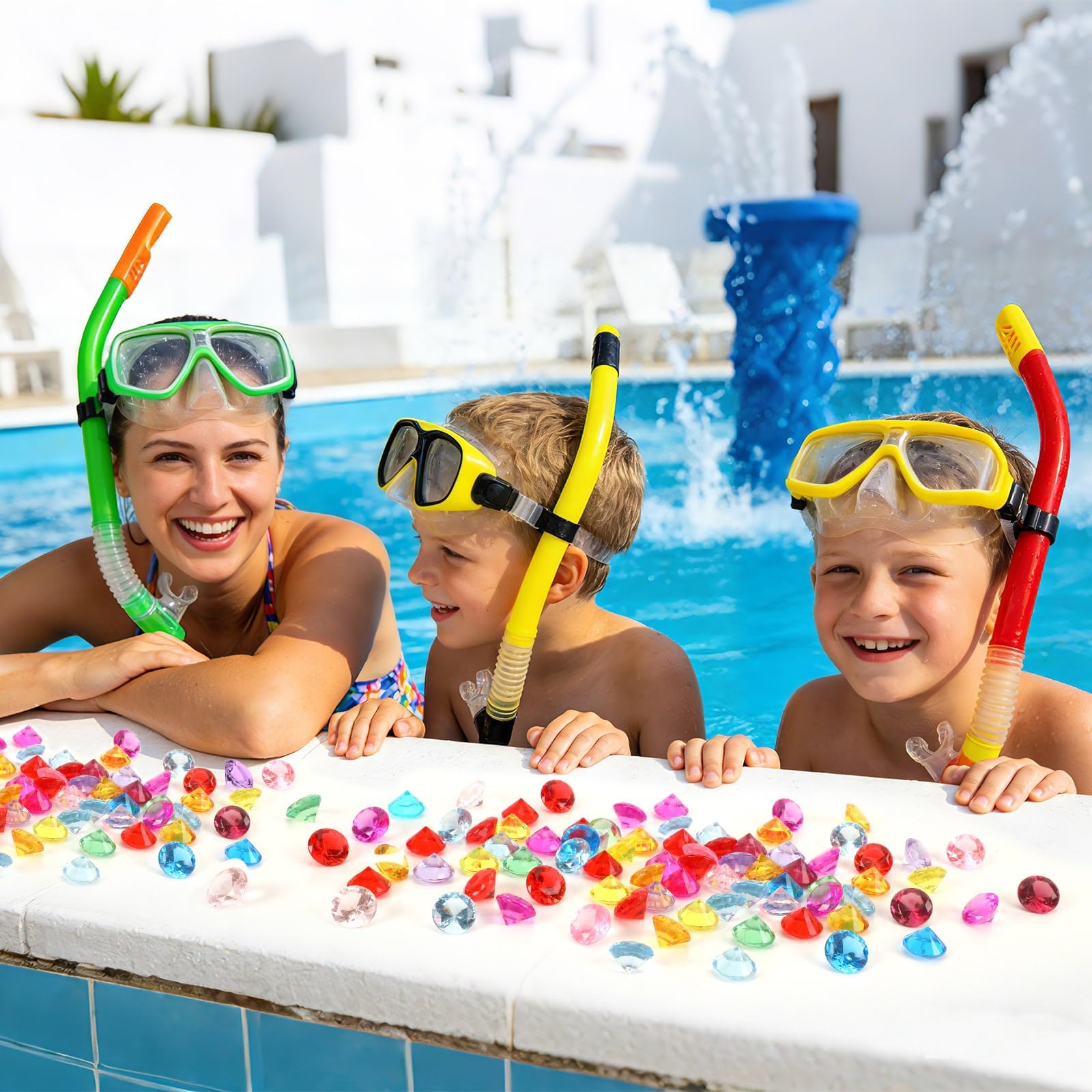 MARFOREVER 150 Stück Piratenschatz-Edelsteine, 2 cm große Acryl-Tauchjuwelen, Schatz-Edelsteine ​​für Poolspielzeug, Sinnesboxen, Piratenparty-Gastgeschenke, Dekorationen, Schatzsuchspiele