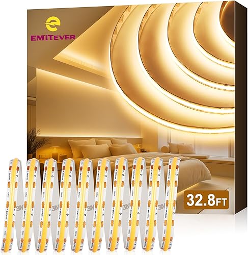 Miniatura 13 de EMITEVER COB - Tira de luces LED de color blanco cálido, cinta de luz de 24 V 2700 K de alta densidad, 300 lúmenes/pie, 2400 LEDs/carrete, Ra 90+,