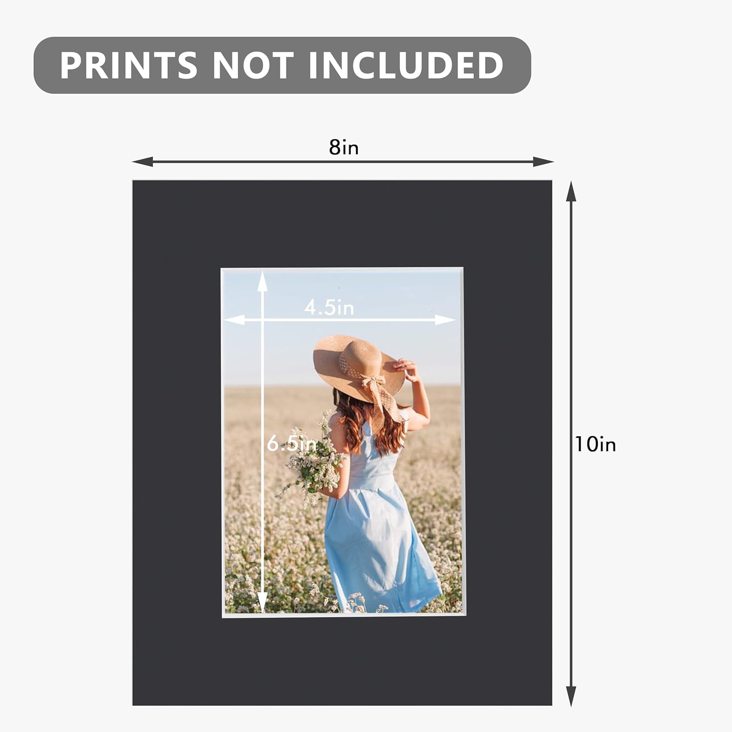 Somime 25 Pack Black Picture Mats - 8x10 Pre-Cut Mats for 5x7 Photos - White Core Bevel Cut Frame Matte, Acid Free, Ideal for Frames, Artwork and Prints - Image 3