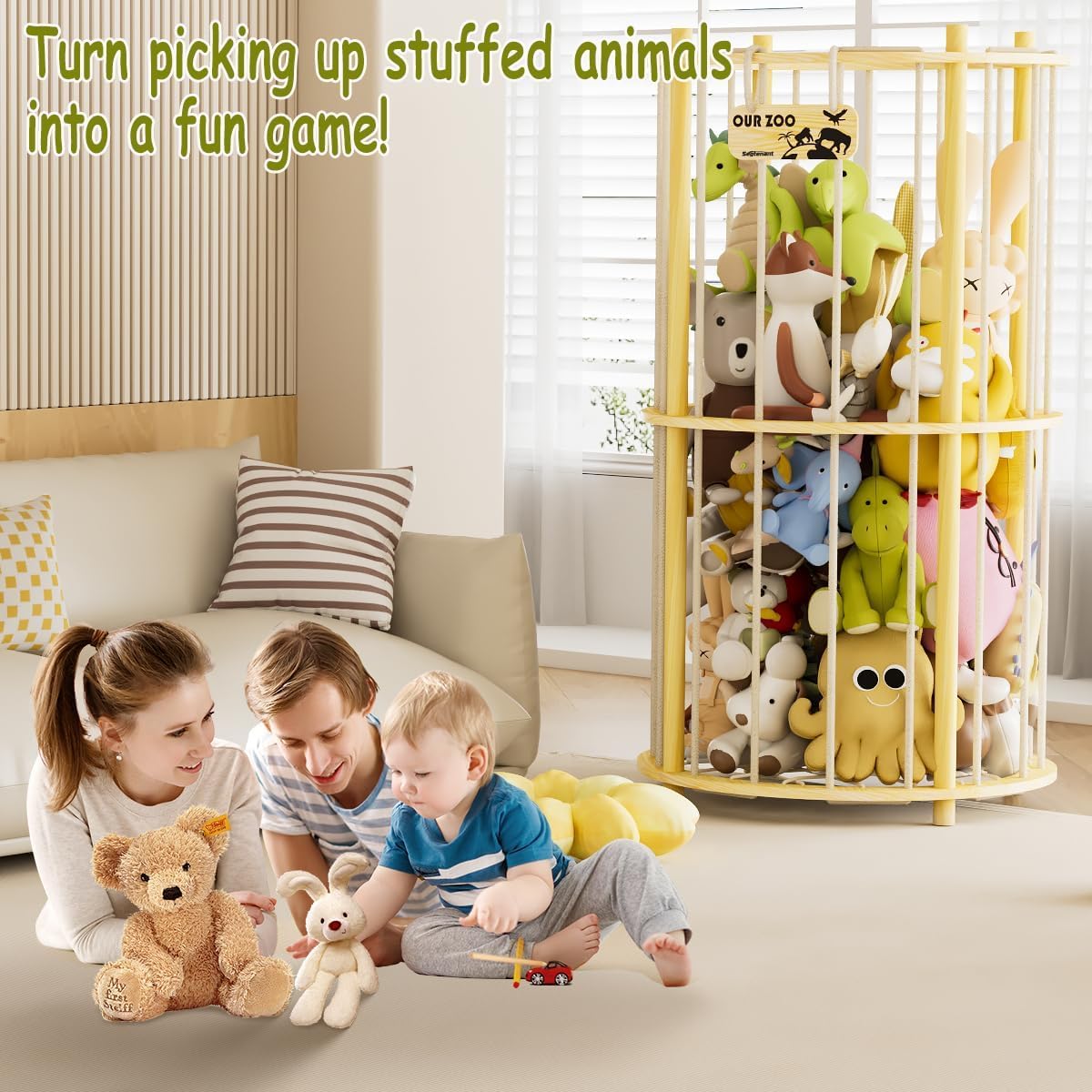 Zoo En Bois Pour Animaux En Peluche - Étagère De Rangement Pour Jouets, Chambre D'enfant, Salle De Jeux, Chambre D'enfant, Cadeau De Noël