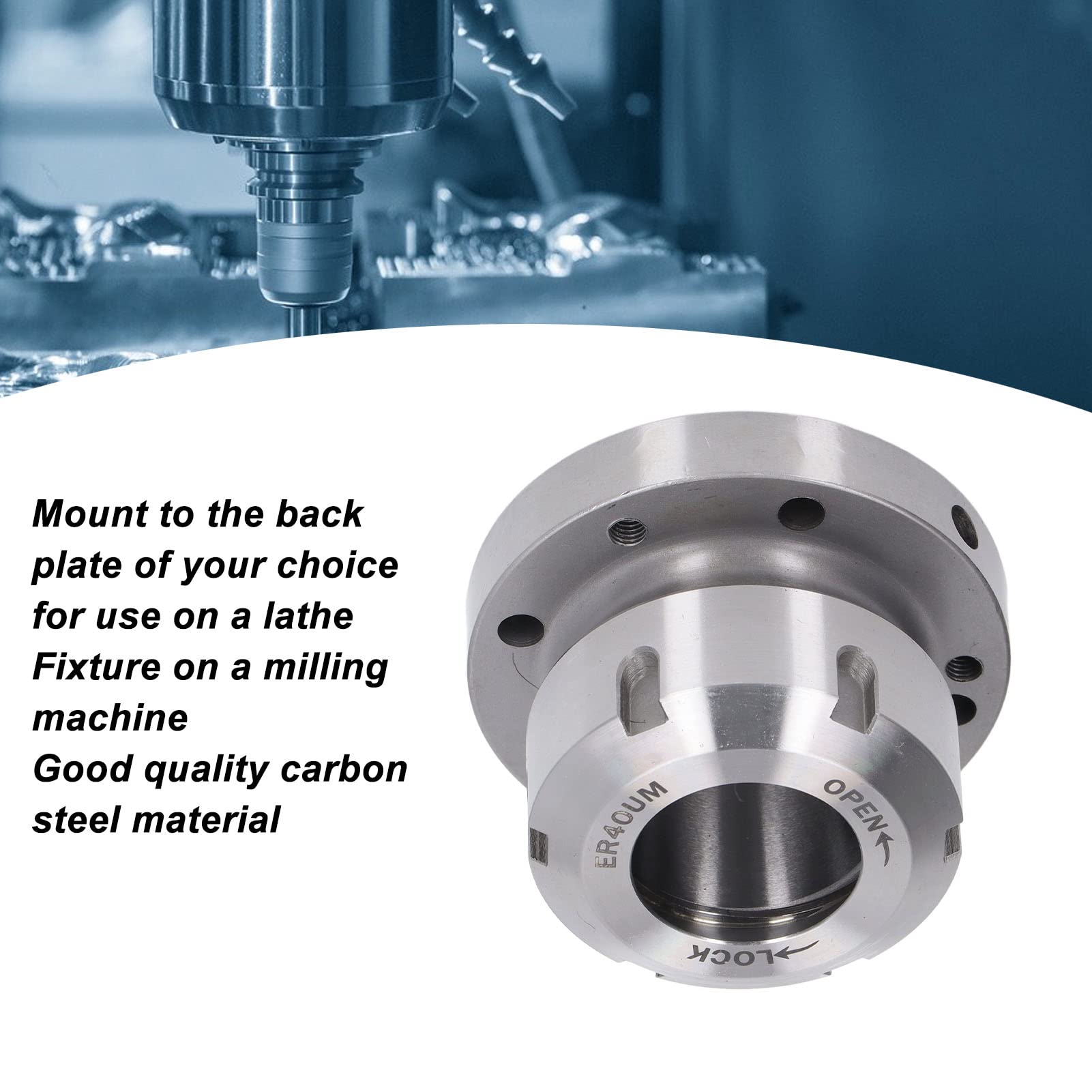 flexman Clamping Collet Chuck, 80mm ER40 Carbon Steel Collet Clamping Nuts CNC Milling Chuck Holder Lathe for Chuck CNC Milling Machine Turning Tool