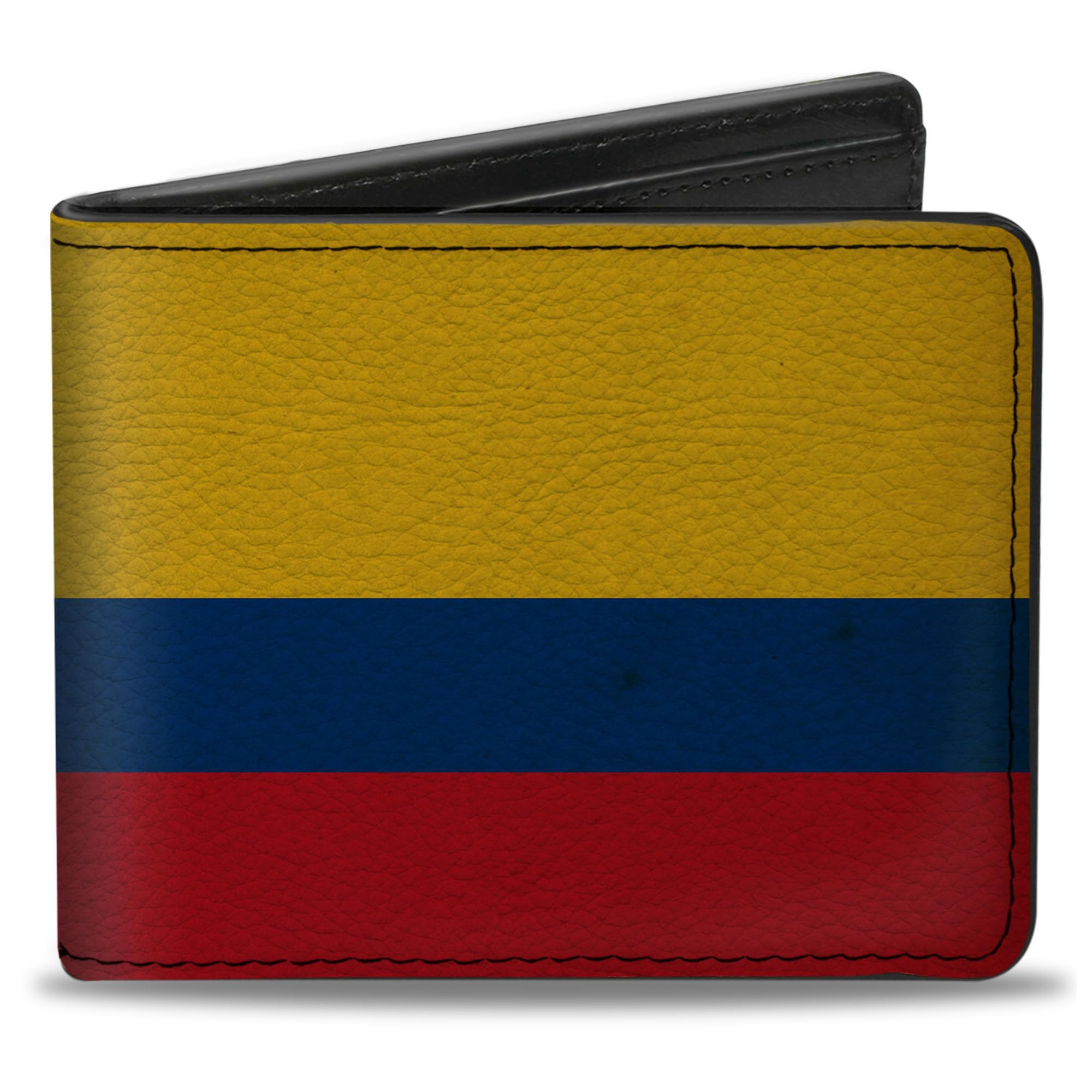 Buckle-Down Men's Wallet, Bifold, Colombia Flag Distressed, Vegan Leather, 4.0