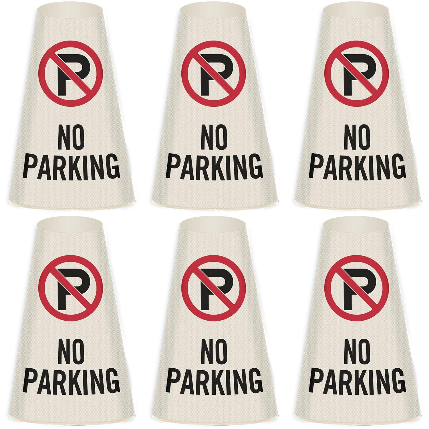 SmartSign Cadenas reflectantes con mensaje cónico con símbolos, visibilidad de 360 grados, carteles de vinilo antiadherentes para cono de seguridad vial, impreso en 3 caras [cono no incluido]