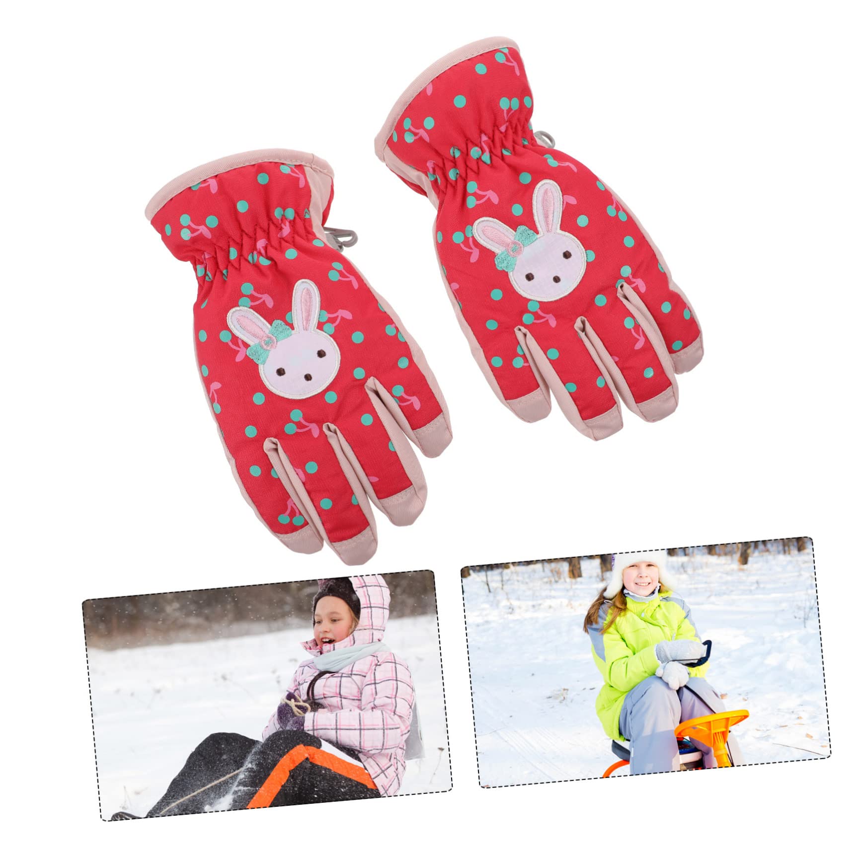 Amosfun 1 Paar Skihandschuhe Für Mädchen Fahrradhandschuhe Für Autorennen Warme Süße Cartoon- Winter Weihnachts Für Kinder Geschenk Frau